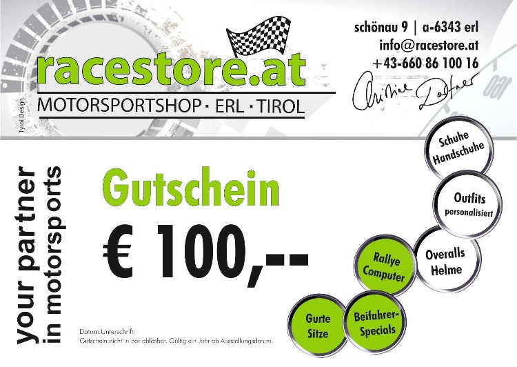 Gutschein racestore Gift Voucher