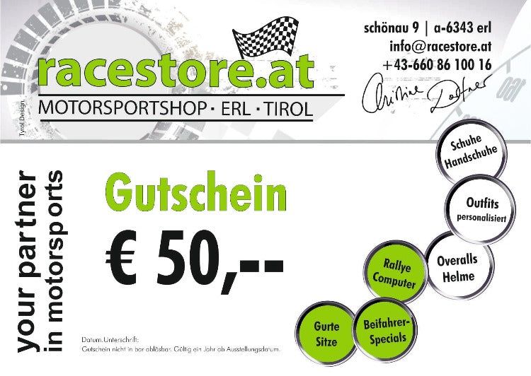 Gutschein racestore Gift Voucher